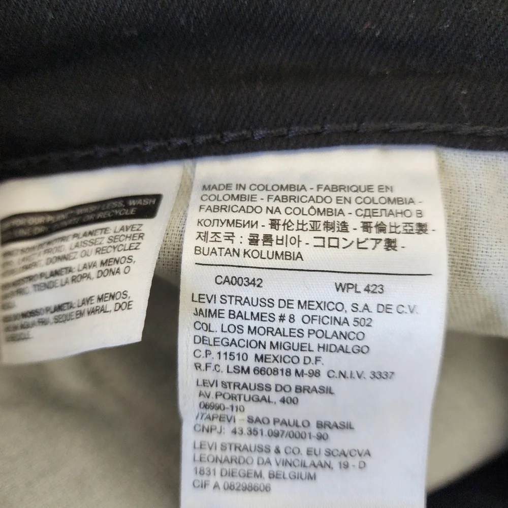 Levi 508 Black Denim Straight Leg Men's Jeans Size 34 × 30